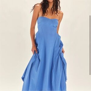 Free People Strapless Blue Maxi Dress